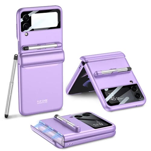 Funda para Samsung Galaxy Z Flip4 Gkk con Tapa Magnética y Bolígrafo (Púrpura)