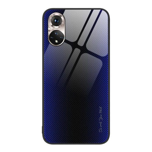 Para Honor 50 Texture Gradient Glass TPU Phone Case (Azul oscuro)