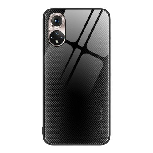 Para Honor 50 Texture Gradient Glass TPU Phone Case (Negro)