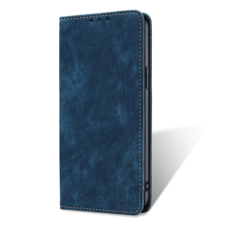 Para Huawei nova Y90 4G RFID Funda de teléfono de cuero magnético con cepillo antirrobo (Azul)