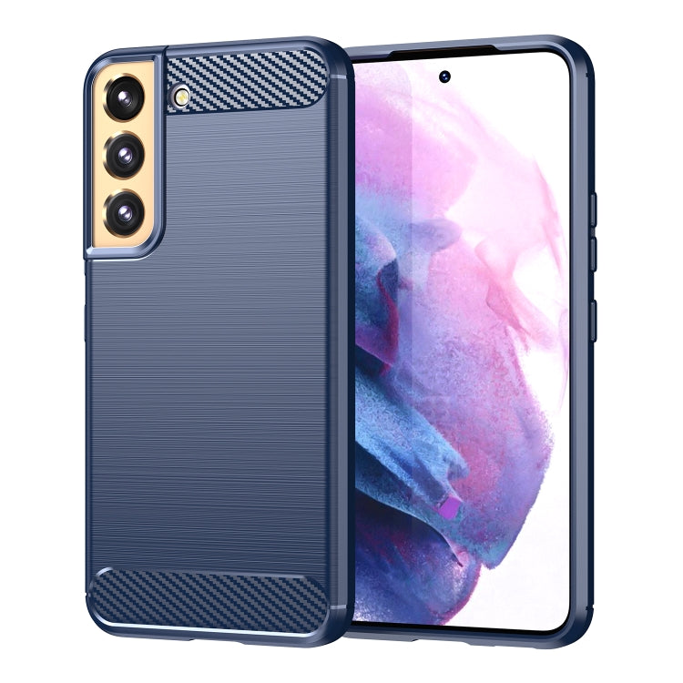 Caja de Teléfono TPU Samsung Galaxy S23 5G Fibra de Carbono Textura Cepillada (Azul)
