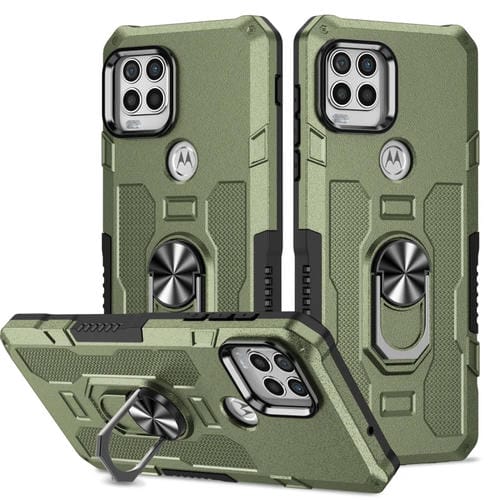 Para Motorola Moto G Stylus 2021 Ring Holder Armor Hybrid Phone Case (Verde)