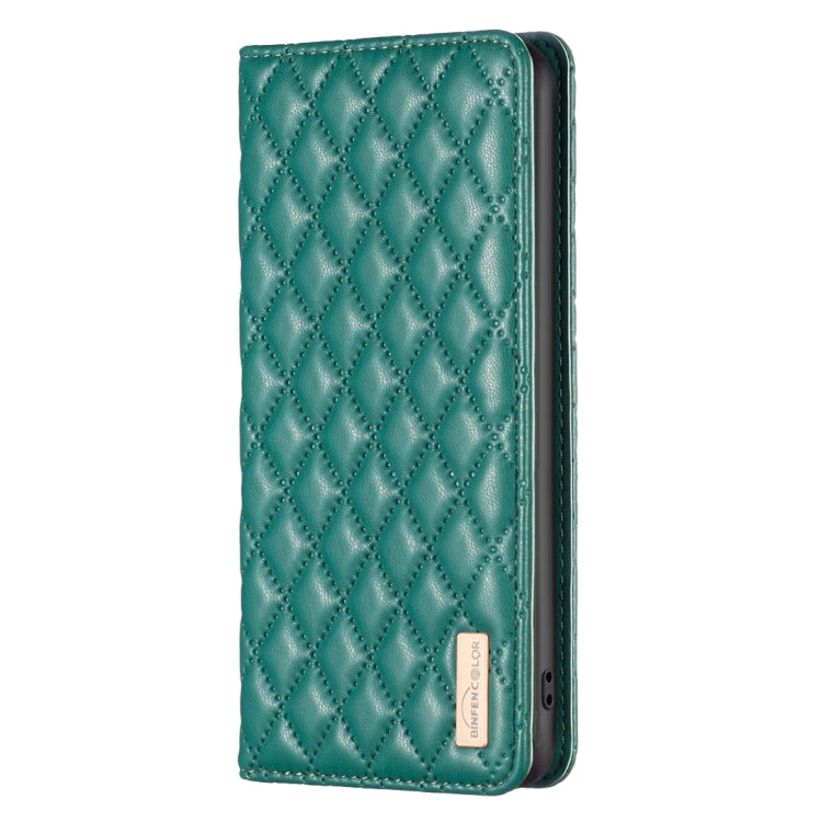 Funda Flip de Cuero Magnética para Motorola Moto G22 Diamond Lattice (Verde)