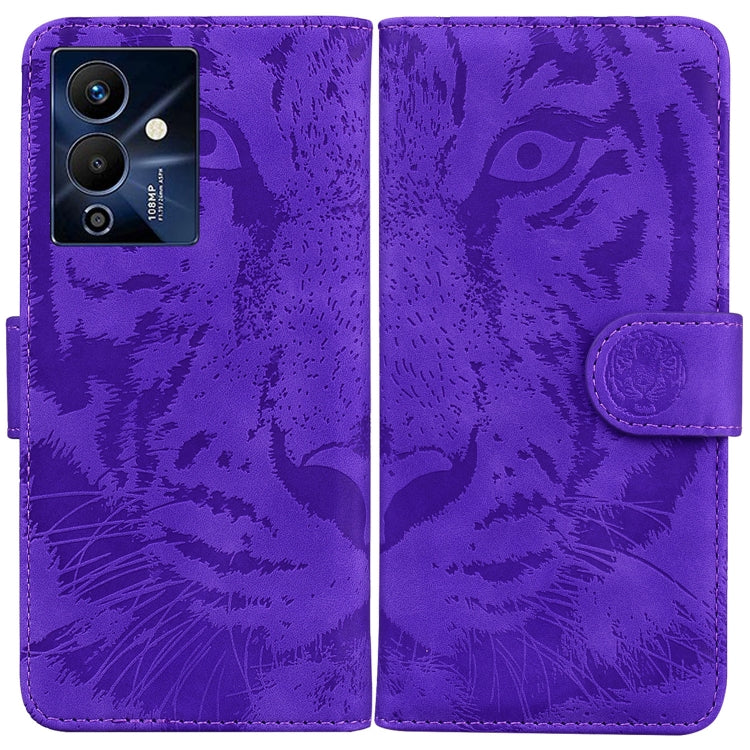 Funda de Cuero con Tapa Horizontal para Infinix Note 12 Pro 5G Tiger Embossing (Púrpura)