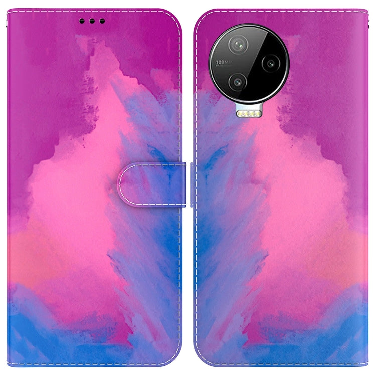 Funda de Cuero para Infinix Note 12 Pro 4G con Tapa y Patrón de Acuarela (Púrpura Rojo)
