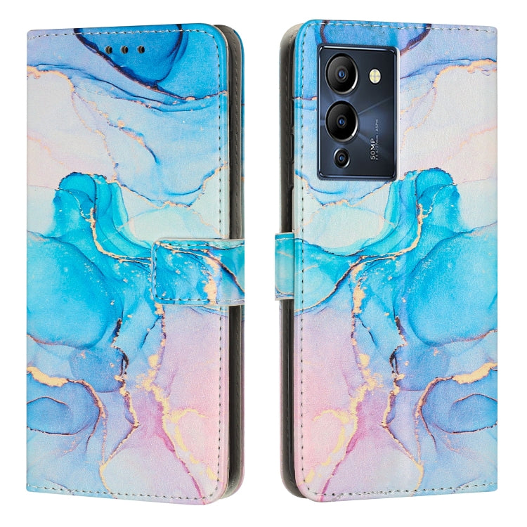 Caja de Teléfono de Cuero para Infinix Note 12 G96 con Patrón de Mármol Pintado (Rosa Verde)