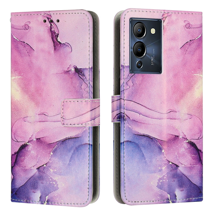 Estuche para Infinix Note 12 G96 de Cuero con Patrón de Mármol Pintado (Púrpura)