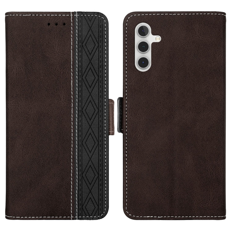 Para Samsung Galaxy A14 5G Estuche para teléfono de cuero RFID con costura lateral magnética (café)