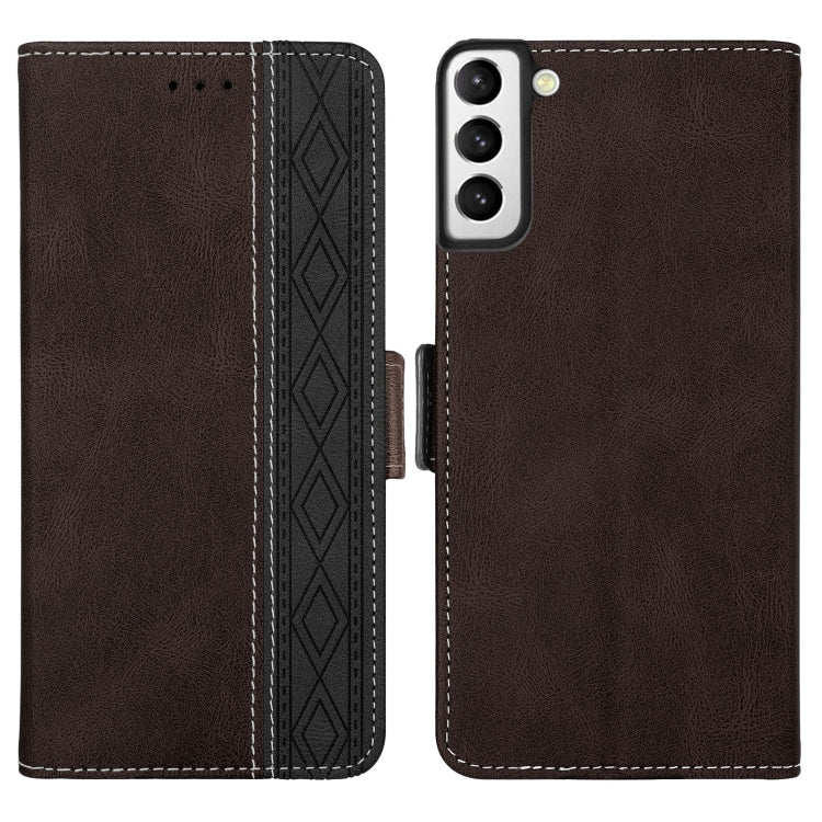 Para Samsung Galaxy S23+ 5G Estuche para teléfono de cuero RFID con costura lateral magnética (café)