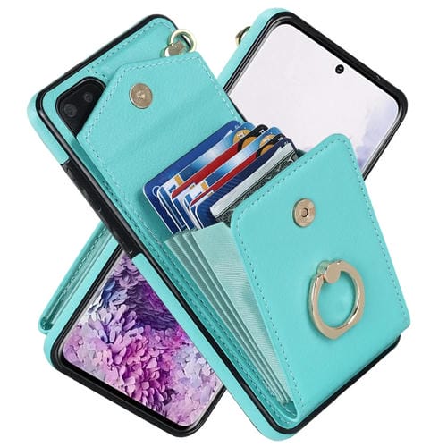 Funda para Samsung Galaxy S20+ Ring Holder con Ranura RFID y Soporte Anillo (Verde Menta)