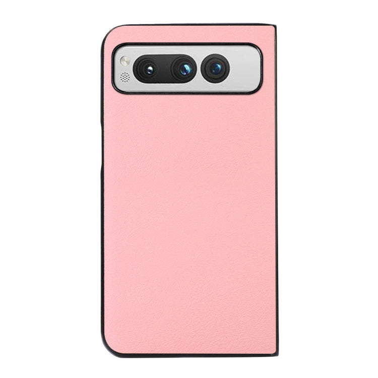Para Google Pixel Fold Funda de teléfono PU con textura Litchi de dos colores (rosa)
