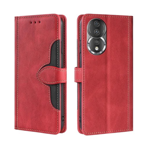 Para Honor 80 Skin Feel Funda de cuero con hebilla magnética para teléfono (Rojo)