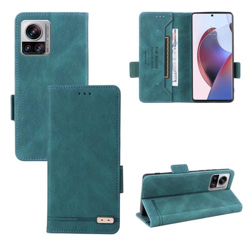 Para Motorola Edge 30 Ultra / Moto X30 Pro Funda de cuero para teléfono con cierre magnético (verde)