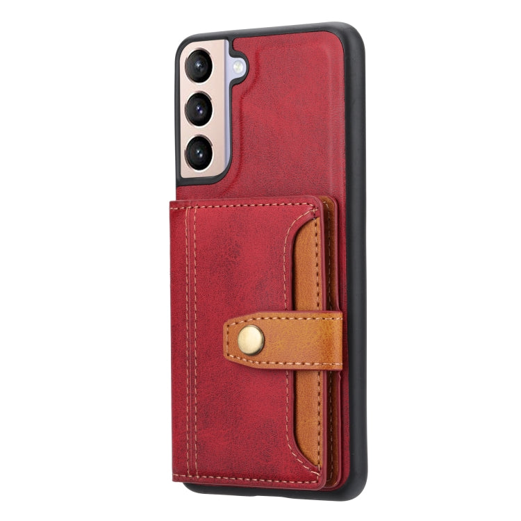 Para Samsung Galaxy S23 5G Color de piel de becerro a juego TPU + PU Funda para teléfono (Rojo)
