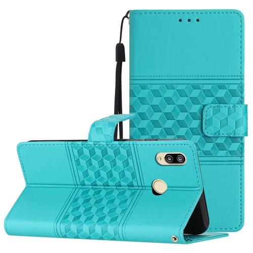 Funda para Huawei P20 Lite Diamond Embossed Skin Feel Leather con Cordón (Azul)