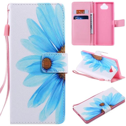 Para Sony Xperia 20 Painting Funda de cuero con tapa horizontal con soporte, ranura para tarjeta y cordón (girasol)