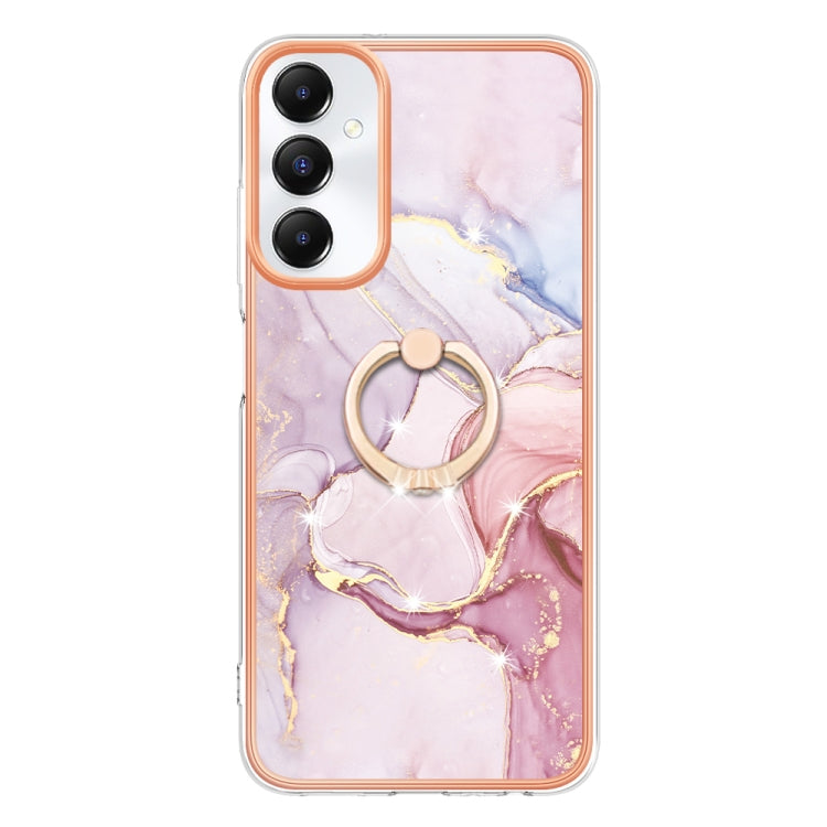 Caja de Teléfono Samsung Galaxy A05S Imd TPU Mármol Galvanizado con Soporte para Anillo (Oro Rosa)