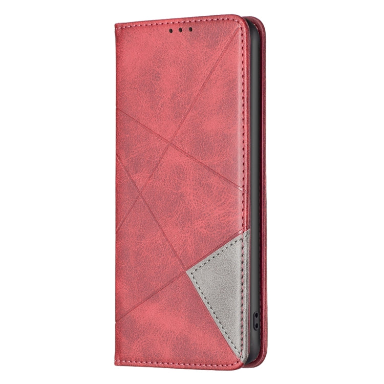 Para Samsung Galaxy M14 5G Estuche de teléfono de cuero magnético invisible prismático (rojo)