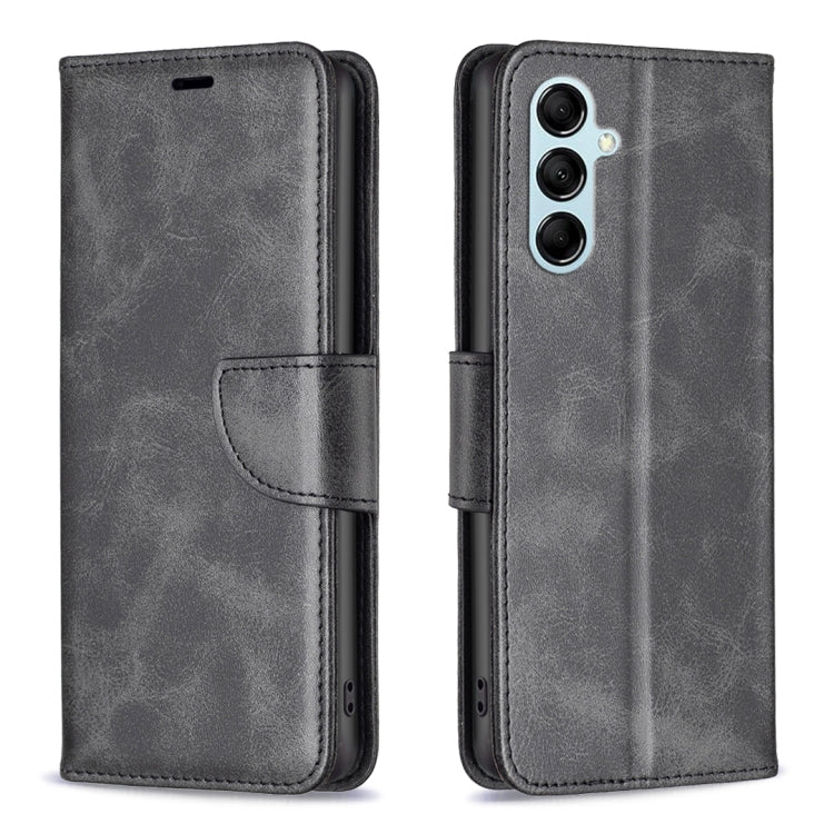 Para Samsung Galaxy M14 5G Funda de cuero con textura de piel de cordero (Negro)