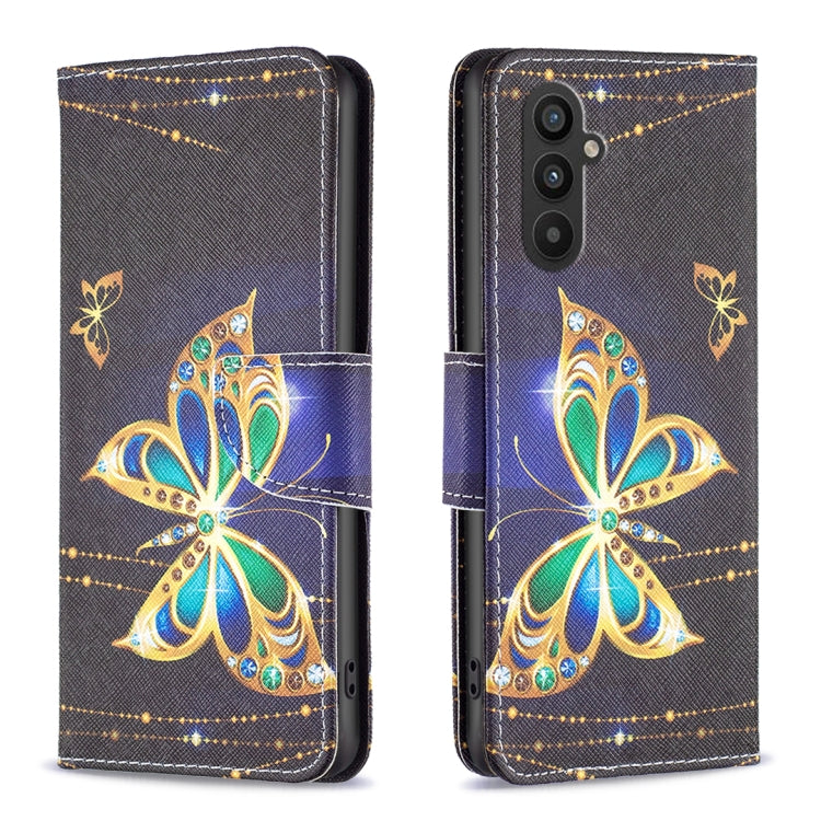 Para Samsung Galaxy A24 4G Caja de teléfono de cuero con dibujo coloreado (Mariposa grande)