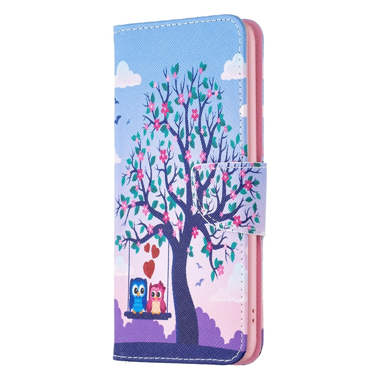 Para Samsung Galaxy A24 4G Estuche de teléfono de cuero con dibujo coloreado (Búho)