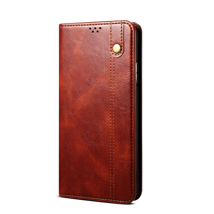 Funda de Cuero para Huawei P60/P60 Pro Oil Wax Crazy Horse Texture (Marrón)