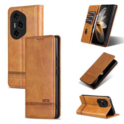 Funda de Cuero con Tapa Magnética para Honor 300 Ultra Azns (Marrón Claro)
