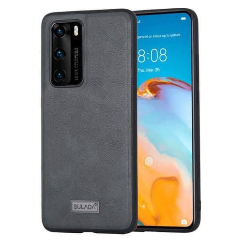 Para Huawei P40 SULADA TPU a prueba de golpes + Funda protectora de cuero hecha a mano (Verde)