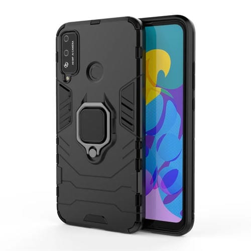 Para Huawei Honor Play 4T PC + TPU Funda protectora a prueba de golpes con soporte de anillo magnético (Negro)