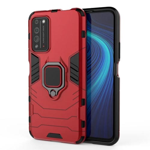 Para Huawei Honor X10 5G PC + TPU Funda protectora a prueba de golpes con soporte de anillo magnético (rojo)