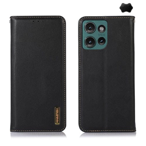 Funda para Teléfono Khazneh Nappa con Capa Superior de Piel de Vaca para Motorola Edge 50 Global (Negra)