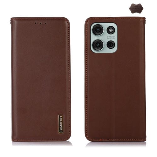 Funda para Teléfono Khazneh Nappa Piel de Vaca para Motorola Moto G75 5G (Marrón)