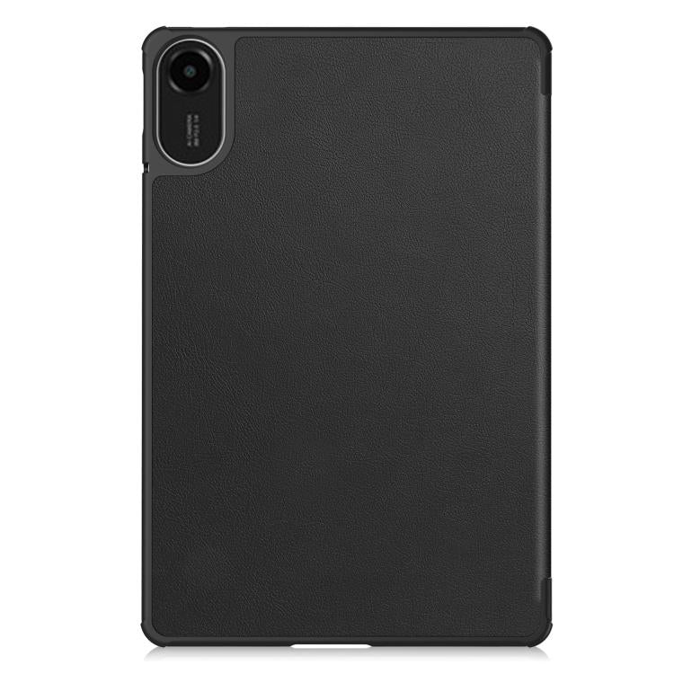 Funda de cuero con textura Custer y tres pliegues para Xiaomi Redmi Pad 2 (negra)