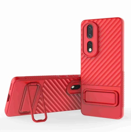 Funda de TPU para Honor 80 Pro 5G con Textura Ondulada y Película de Lente (Rojo)