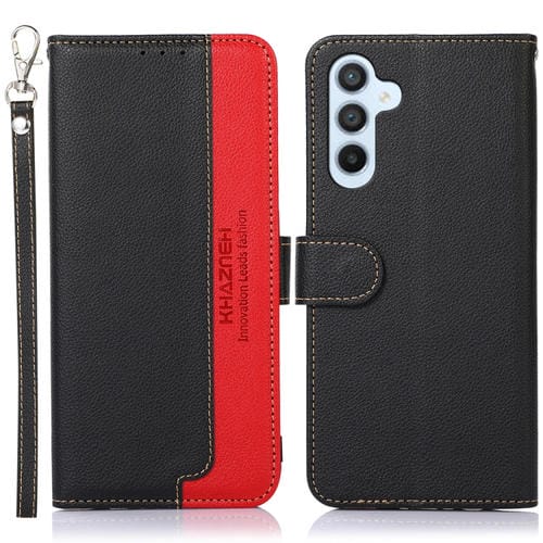 Funda para Teléfono Samsung Galaxy A55 5G Khazneh Cuero Textura Litchi Función Rfid (Negro)