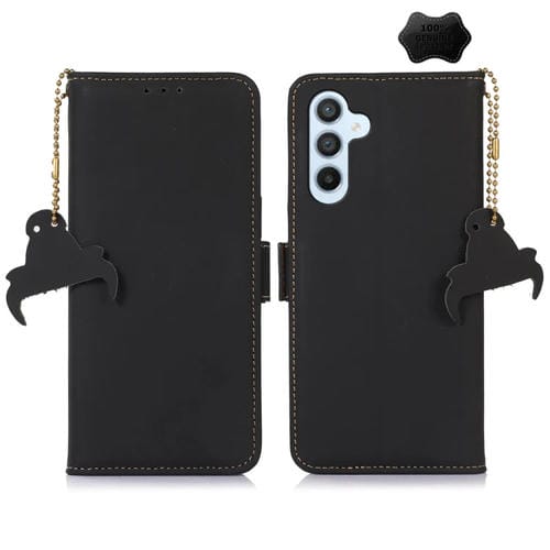 Funda para Teléfono Samsung Galaxy A55 5G Cuero Magnético Rfid Genuino (Negro)