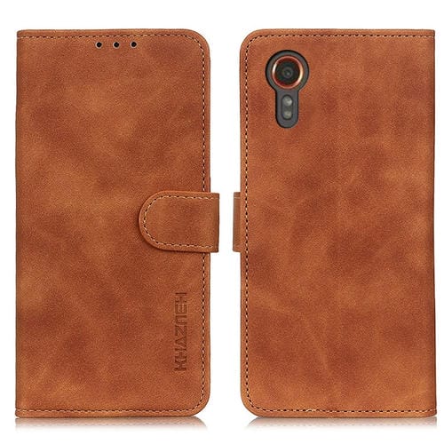 Funda para Teléfono Samsung Galaxy Xcover7 Khazneh Cuero Tapa Horizontal Textura Retro (Marrón)