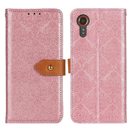 Funda para Teléfono Samsung Galaxy Xcover7 Cuero con Relieve Floral Europeo (Rosa)