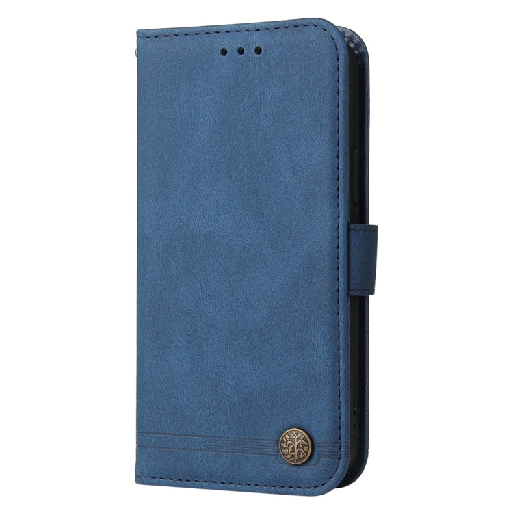 Funda de Cuero con Botones de Metal y Diseño Árbol de la Vida para Huawei Nova 13 Pro (Azul)