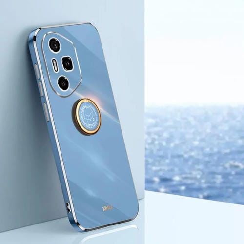 Funda TPU con Borde Recto 6D Galvanizado y Soporte Anillo para Honor 300 Pro Xinli (Azul Celeste)