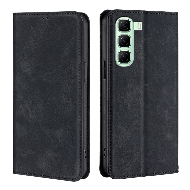 Funda de Cuero Magnética con Tacto de Piel para Teléfono Infinix Hot 50 5G (Negra)