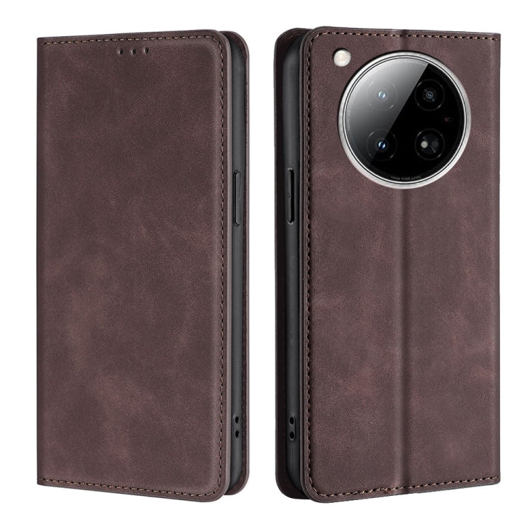 Funda de Cuero Magnética con Tacto de Piel para Infinix Zero 40 4G (Marrón Oscuro)