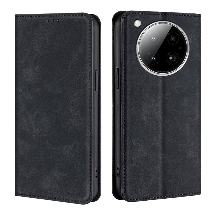 Funda de Cuero Magnética con Tacto de Piel para Infinix Zero 40 4G (Negra)