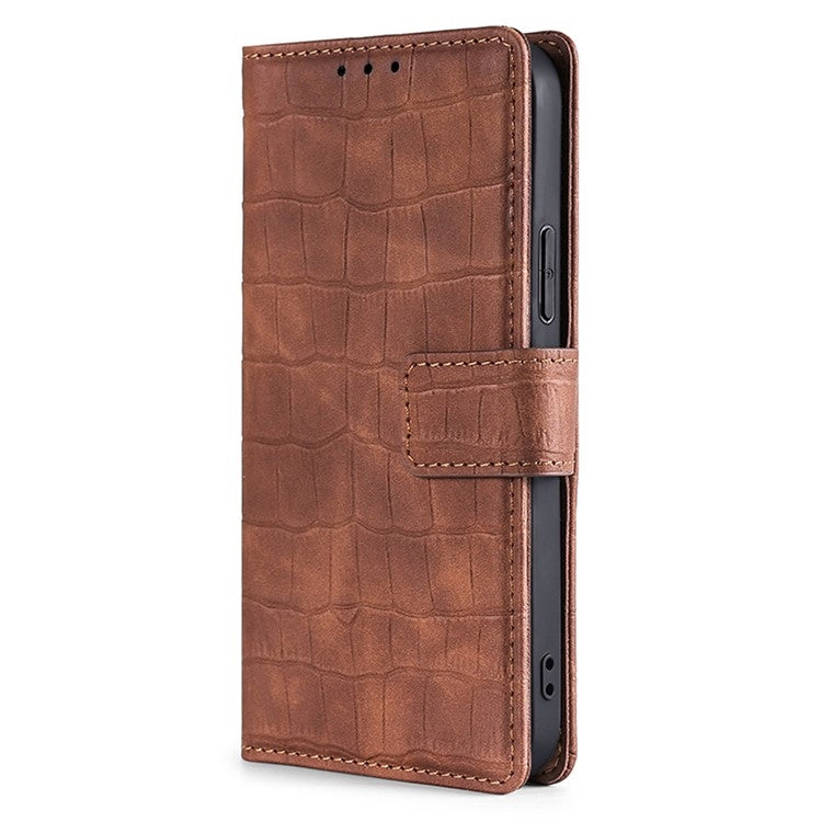 Funda de Piel para OnePlus Ace 3 Pro 5G con Cierre Magnético y Diseño Cocodrilo (Marrón)