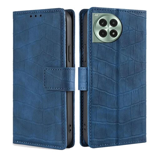 Funda de Piel para OnePlus Ace 3 Pro 5G con Cierre Magnético y Diseño de Cocodrilo (Azul)