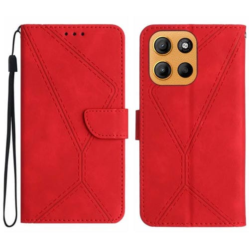 Funda de Cuero con Relieve y Costuras para Motorola Moto G Stylus 5G (2025) (Rojo)