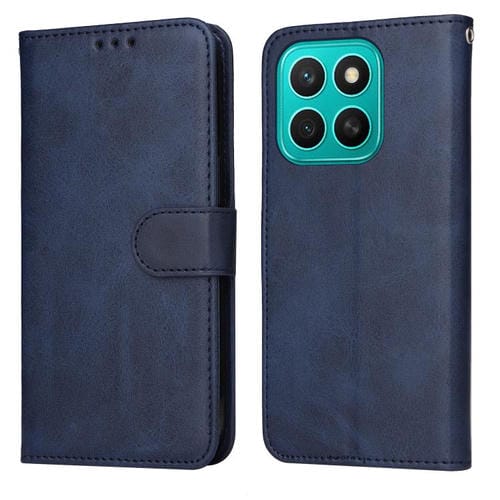 Funda de Piel con Tapa y Textura Clásica de Becerro para Honor X8C 4G (Azul)