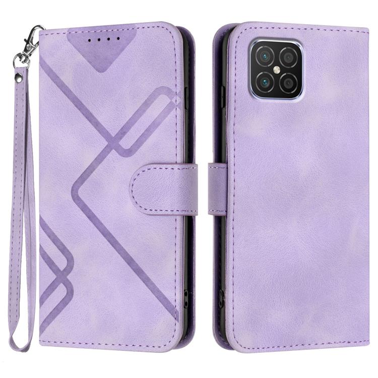 Funda de Cuero Huawei Nova 8 Se Diseño de Líneas Tacto Suave (Morado Claro)