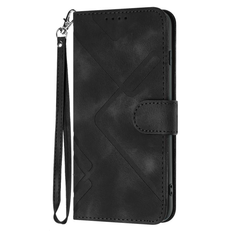 Funda de Piel Sintética para Huawei P50 Pro con Diseño de Líneas (Negra)