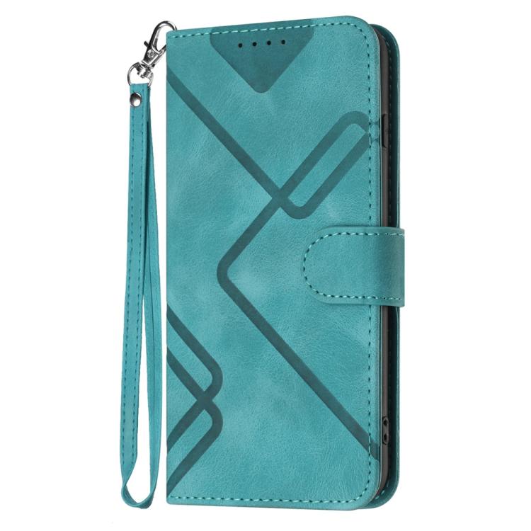 Funda de Cuero para Huawei Enjoy 50 Pro y Nova Y90 con Diseño de Líneas y Tacto Suave (Azul Claro)
